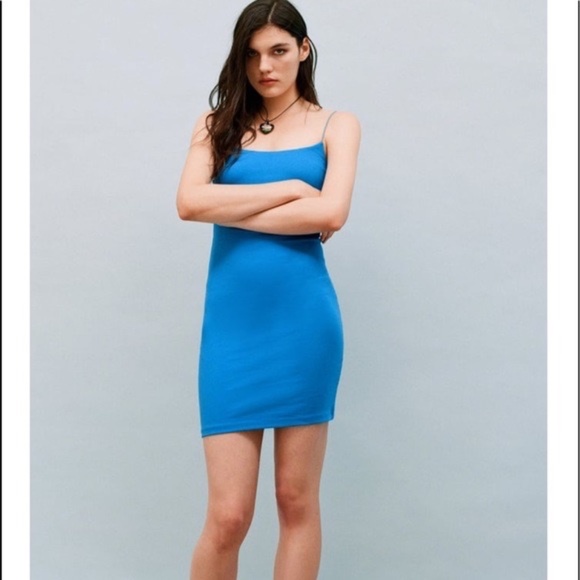 blue spaghetti strap dress zara Zara Women Maxi Dress Navy Blue Satin V-Neck Spaghetti Strap Open Back M